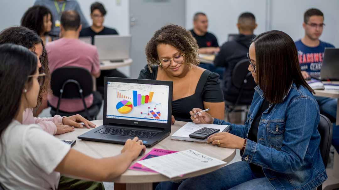 Students studying accounting and finance