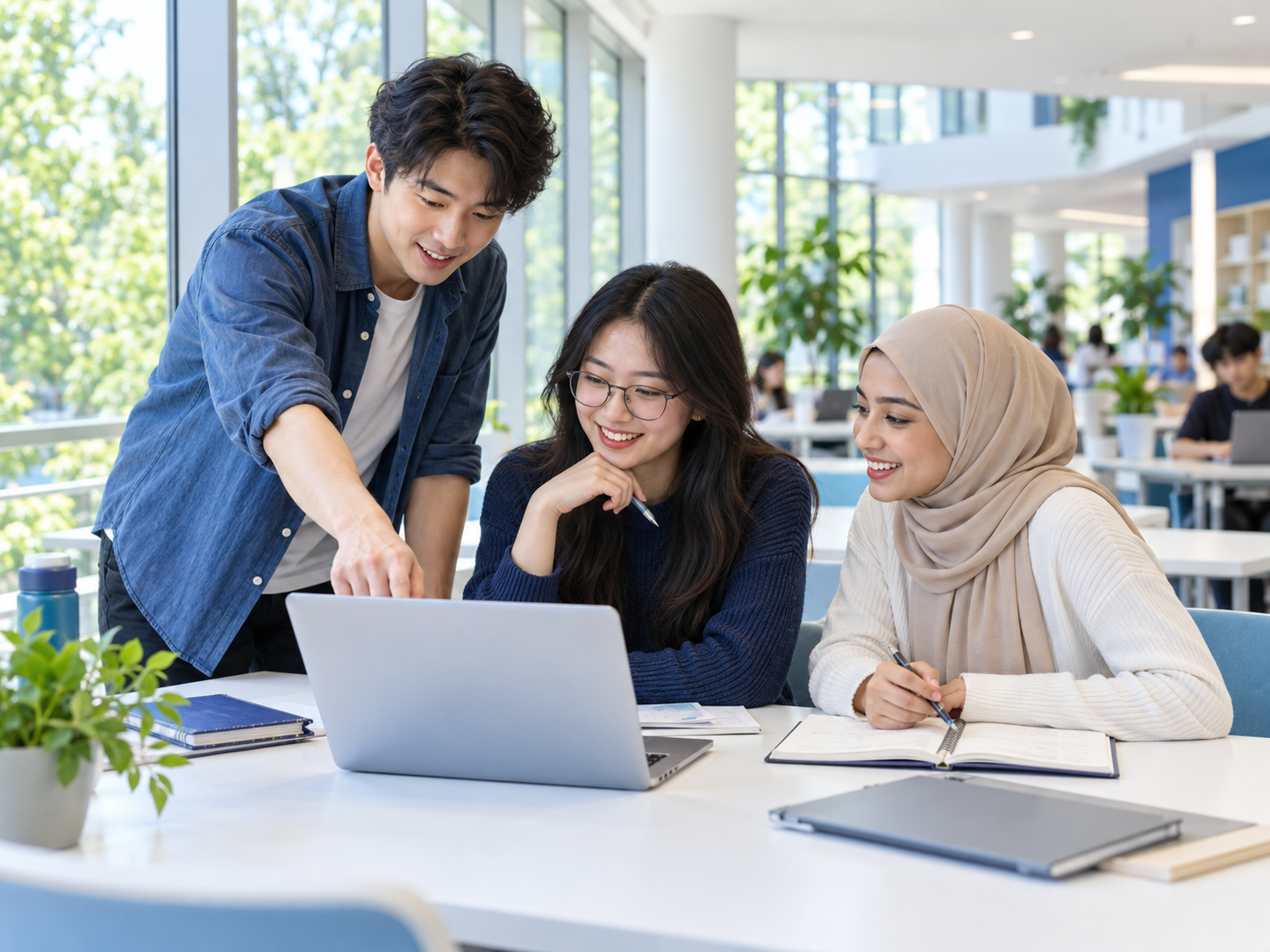 Students learning together in class