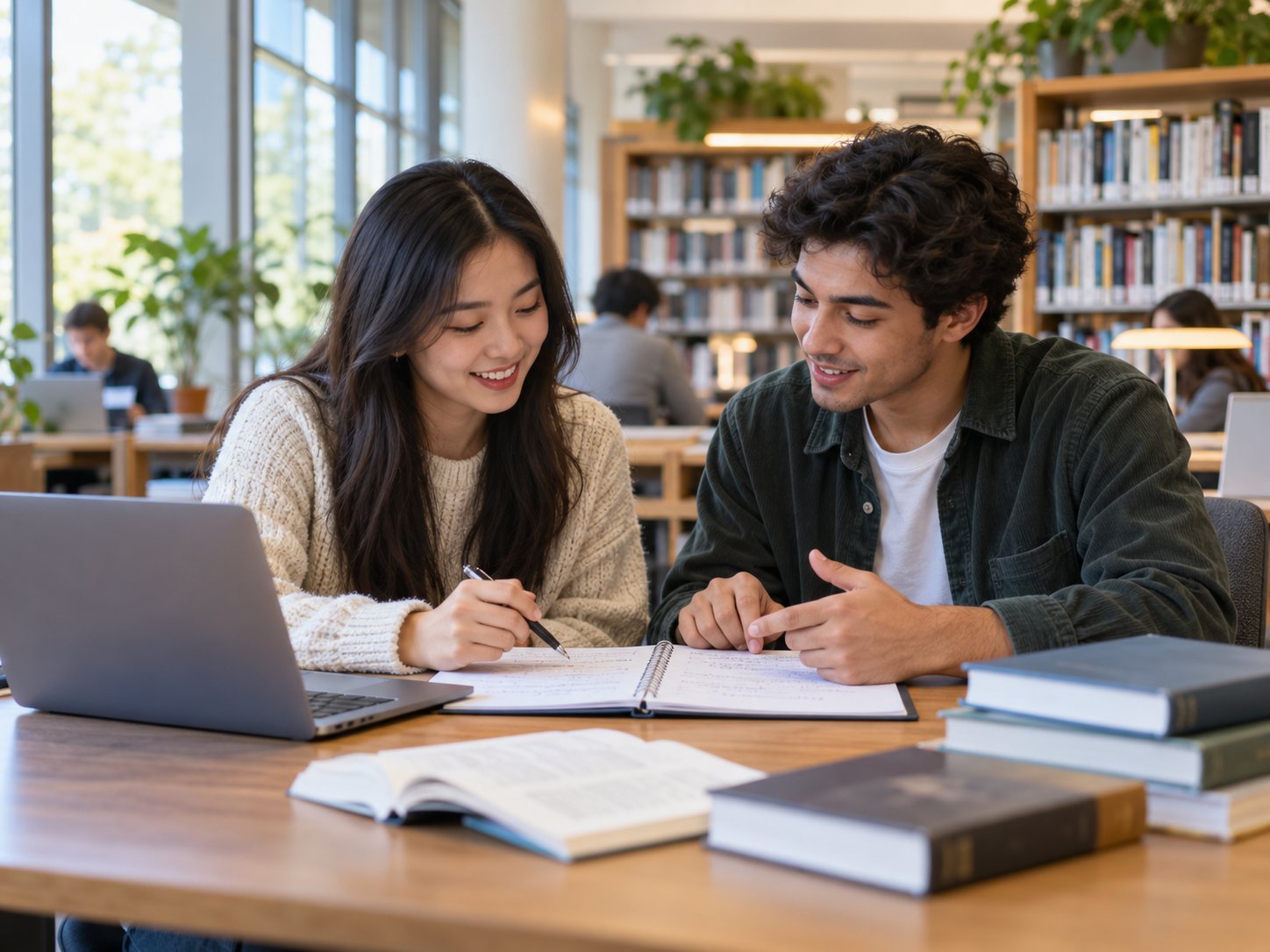 Collaborative Study in a Sunlit Library